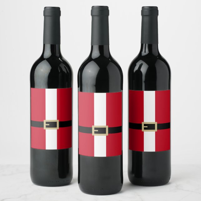 Santa Claus Suit Christmas Wine Label (Bottles)