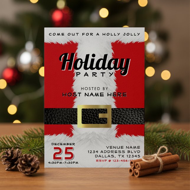 Santa Claus Suit Red & White Holiday Christmas Invitation (Santa Claus Suit Red & White Holiday Christmas Invitation
)