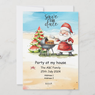 Santa Claus  Summer Christmas In July Invitation