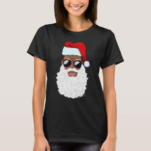 Santa Claus Sunglasses Christmas Xmas Lights Black T-Shirt