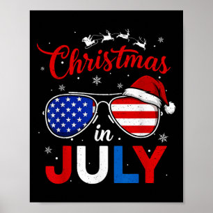 Santa Claus Sungles America Flag Christmas In July Poster