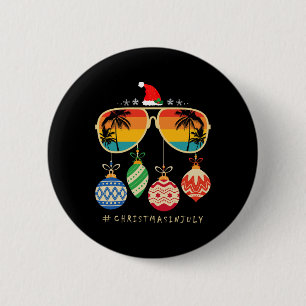 Santa Claus Sungles Beach Christmas In July Men Wo 6 Cm Round Badge