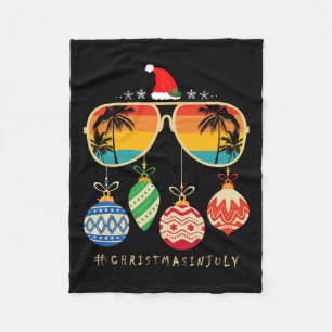 Santa Claus Sungles Beach Christmas In July Men Wo Fleece Blanket