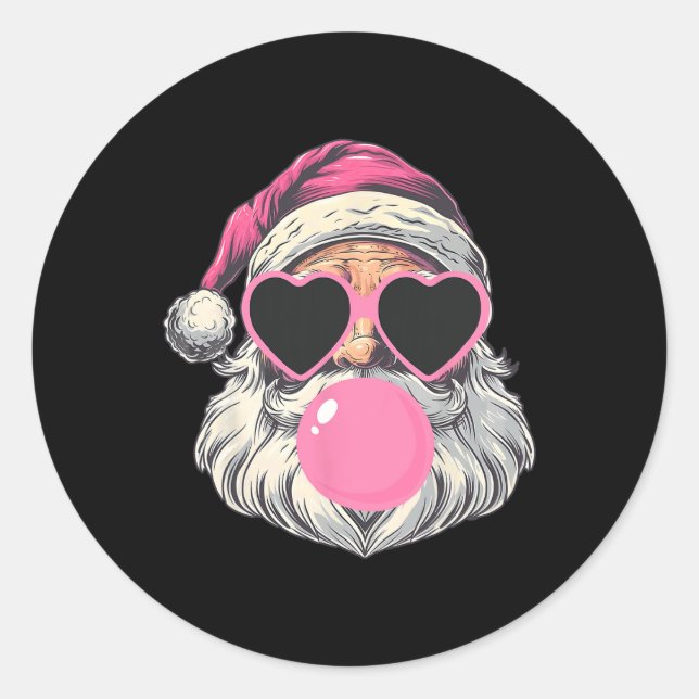 Santa Claus Sungles Christmas Xmas Family Pyjamas  Classic Round Sticker (Front)
