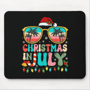 Santa Claus Sungles Summer Hawaii Beach Christmas Mouse Pad