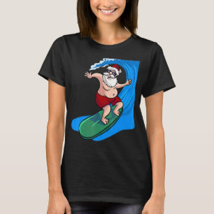 Santa Claus Surfer Surfing Summer Beach Christmas T-Shirt