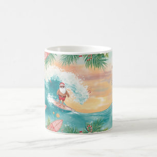  Santa Claus surfing on Christmas Holiday  Coffee Mug