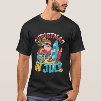 Santa Claus Surfing Summer Hawaiian In July T-Shirt