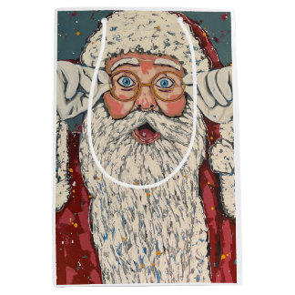 Santa Claus Surprised Medium Gift Bag
