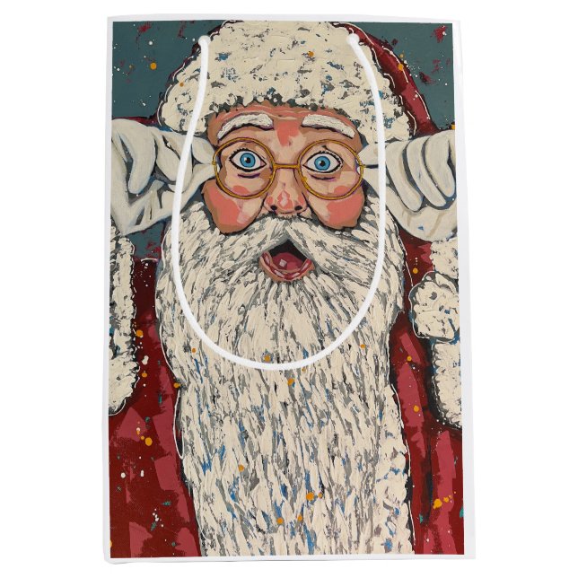 Santa Claus Surprised Medium Gift Bag (Front)