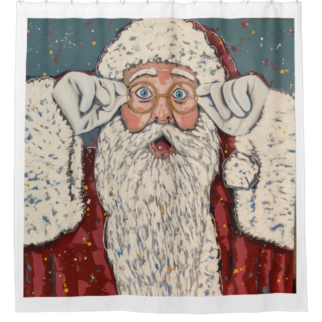 Santa Claus Surprised Shower Curtain (Front)