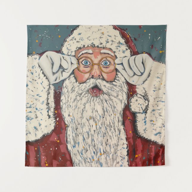 Santa Claus Surprised Tapestry (Front)