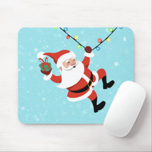 Santa Claus swinging on a string of rope Chrismas Mouse Pad
