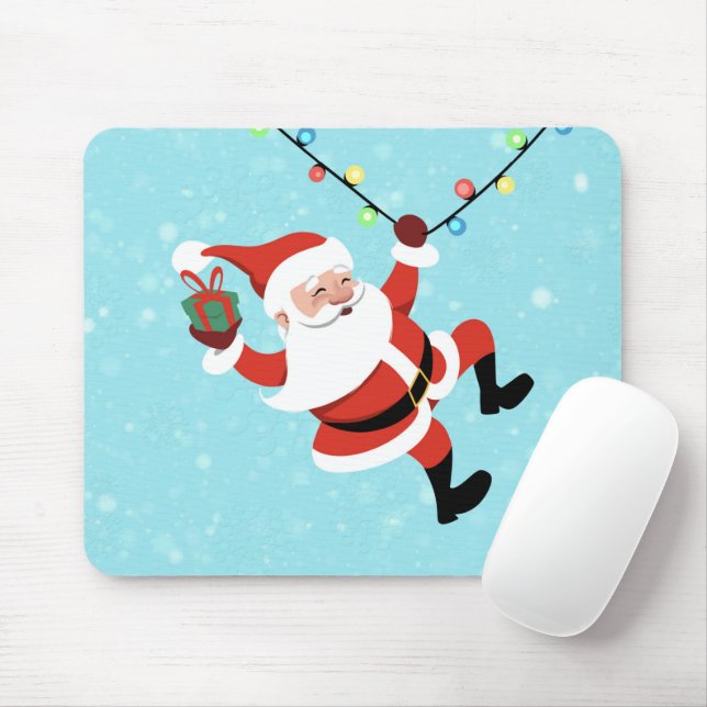 Santa Claus swinging on a string of rope Chrismas Mouse Pad (With Mouse)