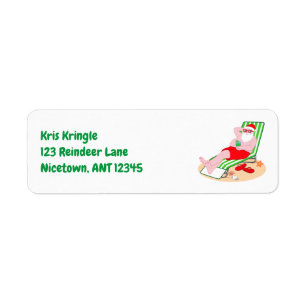 Santa Claus Takes a Beach Day Return Address Label