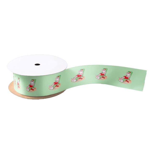 Santa Claus takes a Beach Day Satin Ribbon (Spool)