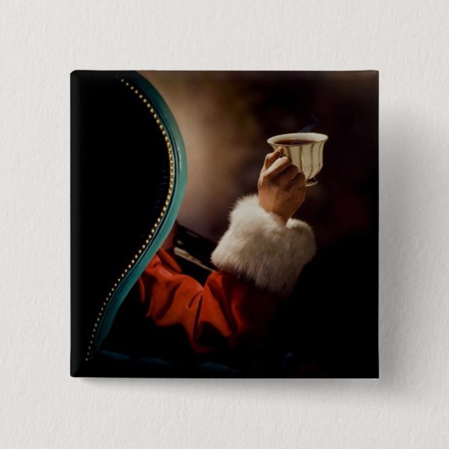 Santa Claus taking a break on Christmas Eve 15 Cm Square Badge (Front)