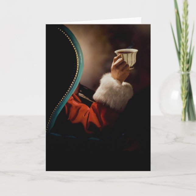 Santa Claus taking a break on Christmas Eve Holiday Card (Front)