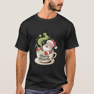 Santa Claus Taking a Matcha Bathtub Christmas  T-Shirt