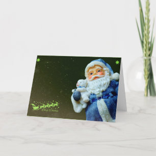 Santa Claus & Teddy bear Christmas Holiday Card