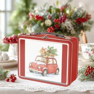 Santa Claus the mouse carries presenMetal Lunchbox