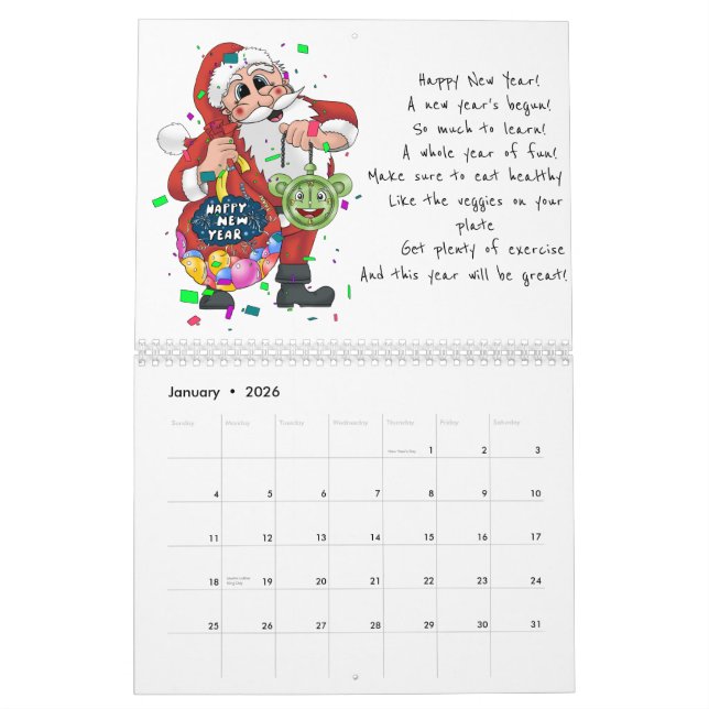 Santa Claus Themed Calendar (Jan 2026)