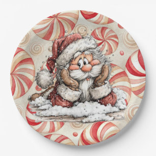 Santa Claus Thinking As He Fell  Paper Plate