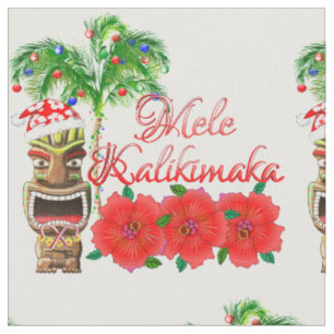 Santa Claus Tiki Mele Kalikimaka Fabric