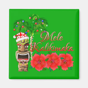 Santa Claus Tiki Mele Kalikimaka Magnet