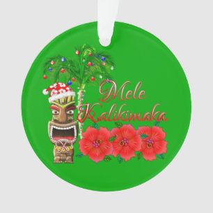 Santa Claus Tiki Mele Kalikimaka Ornament