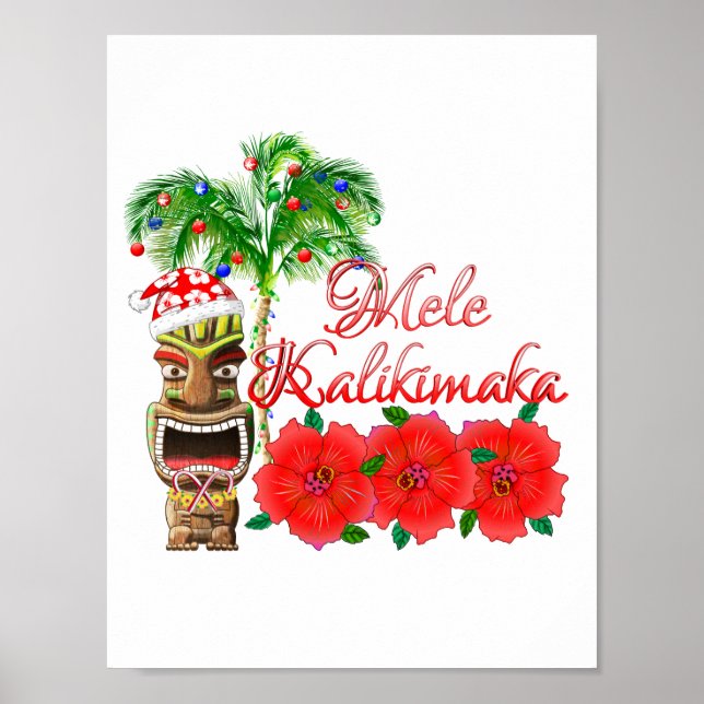 Santa Claus Tiki Mele Kalikimaka Poster (Front)
