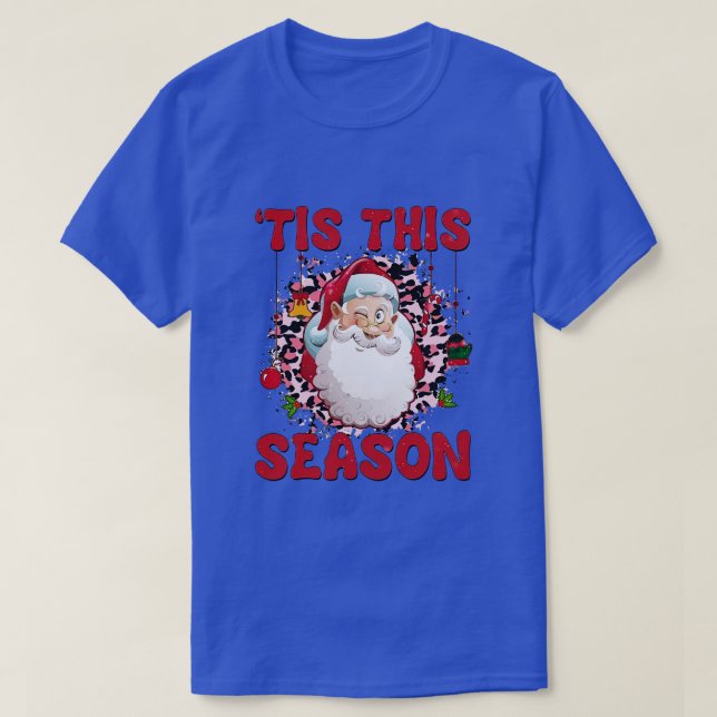 Santa Claus Tis The Season Groovy Floral Hippie Ch T-Shirt (Design Front)