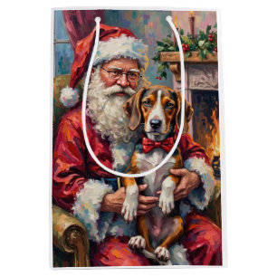 Santa Claus Treeing Walker Coonhound Christmas Art Medium Gift Bag
