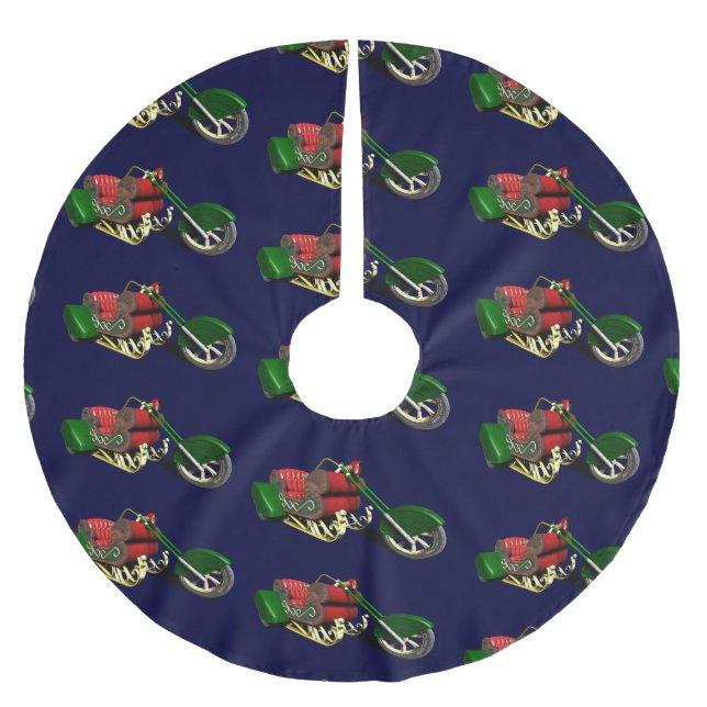 Santa Claus' Trike Brushed Polyester Tree Skirt (Front)