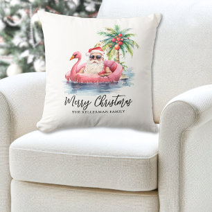 Santa Claus Tropical Beach Christmas Cushion