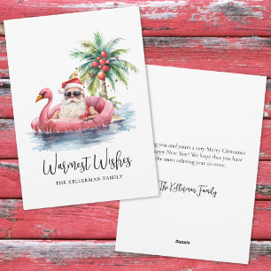 Santa Claus Tropical Beach Christmas Holiday Card