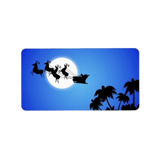 Santa Claus Tropical Christmas Tree Label (Front)