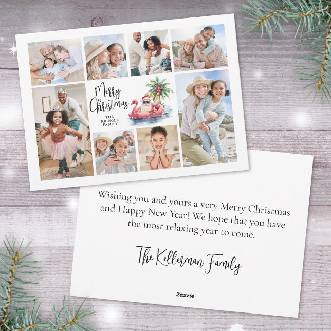 Santa Claus Tropical Photo Beach Christmas Holiday Card (Santa Claus Tropical Photo Beach Christmas Holiday Card )