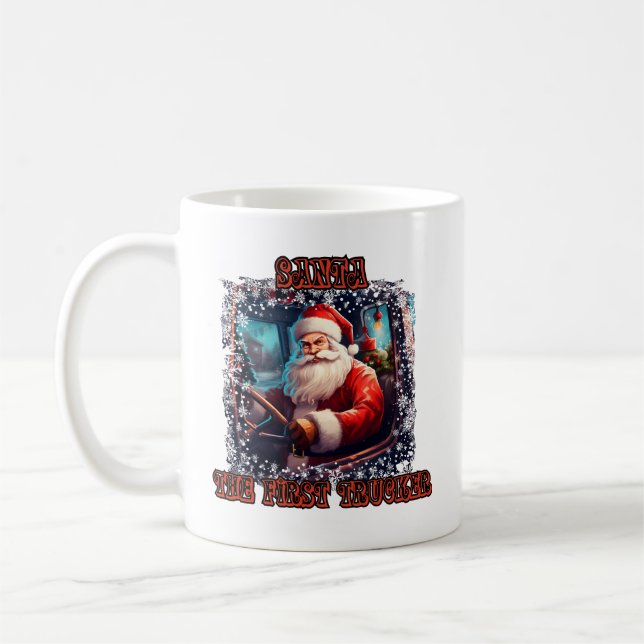 Santa Claus Trucker Christmas Holiday Driving Fest Coffee Mug (Left)