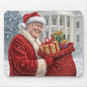 Santa Claus Trump With Gift Bag Mouse Pad