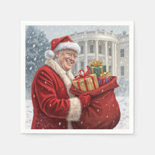 Santa Claus Trump With Gift Bag Napkin