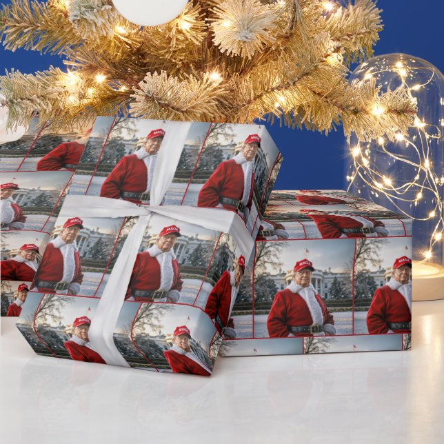 Santa Claus Trump With MAGA Hat Wrapping Paper (Holidays)