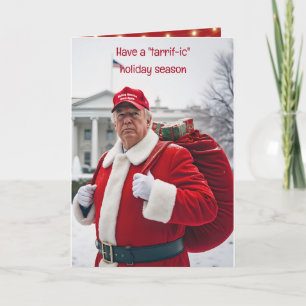 Santa Claus Trump With Red Gift Sack Card