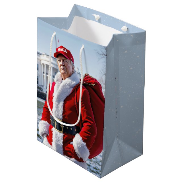 Santa Claus Trump With Red Gift Sack Medium Gift Bag (Front Angled)