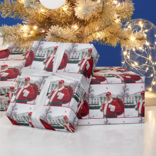 Santa Claus Trump With Red Gift Sack Wrapping Paper