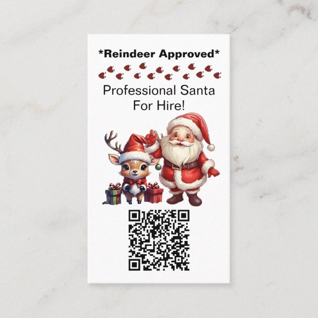 Santa Claus Two Sides Business Card Edit QR Code (Front)