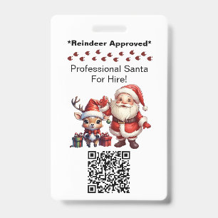 Santa Claus Two Sides Business Card Edit QR Code ID Badge