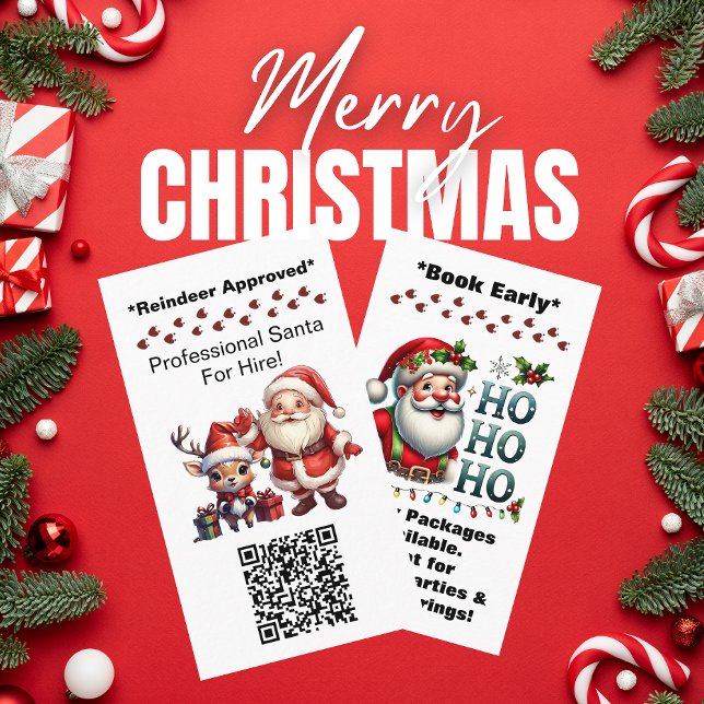 Santa Claus Two Sides Business Card Thanks QR Code (Creator Uploaded)