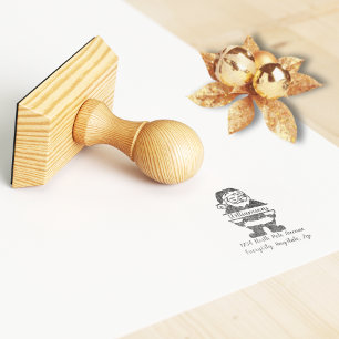 Santa Claus Typography Return Address Rubber Stamp