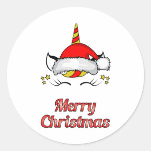 Santa Claus Unicorn Christmas Geek Funny Gift Idea Classic Round Sticker